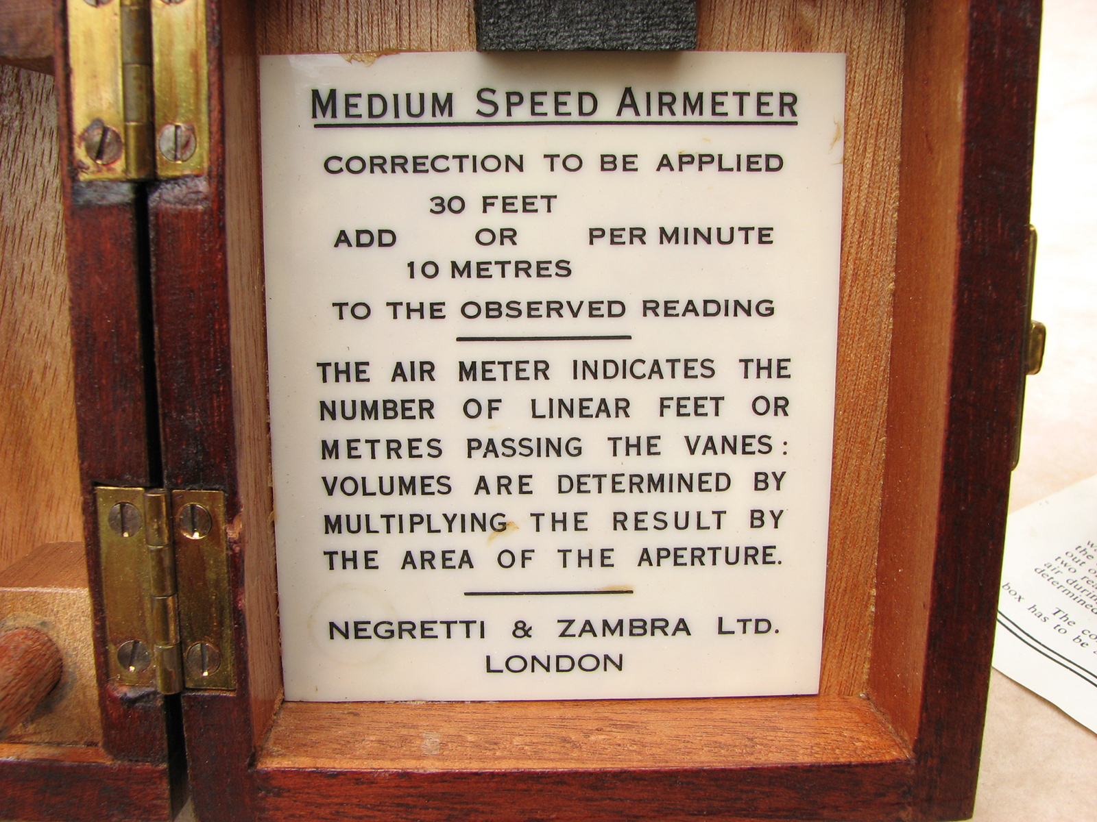 Negretti & Zambra, London medium speed Air Meter in mahogany case